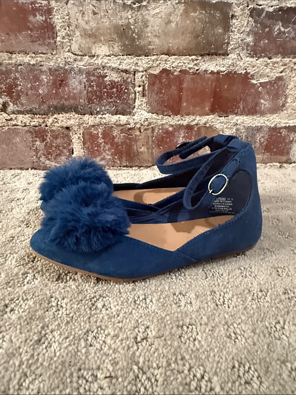 Old Navy Navy Pom Pom Ankle Tie Flats